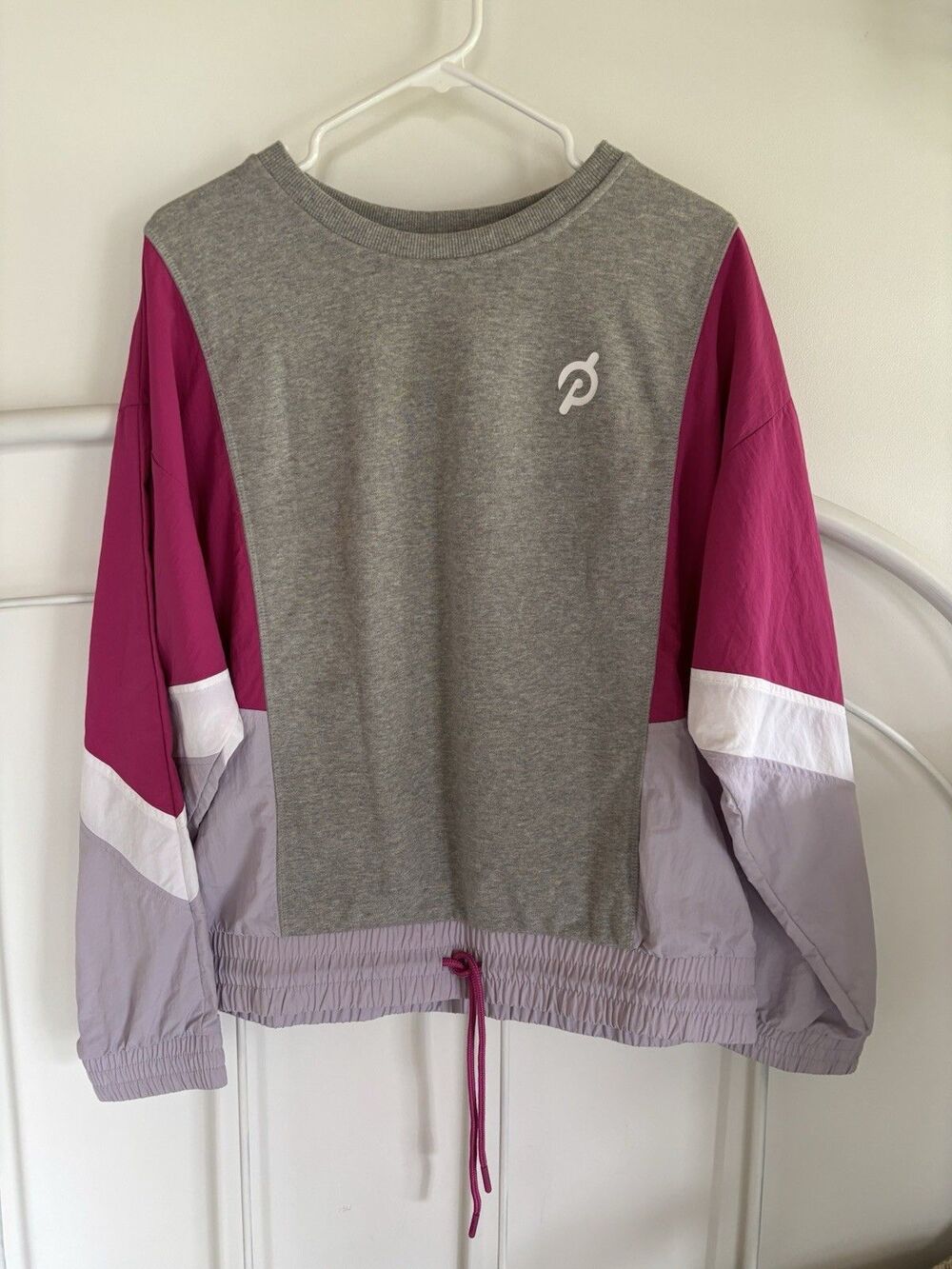 Women’s Peloton Sweatshirt Windbreaker Gray Pink 90’s XL